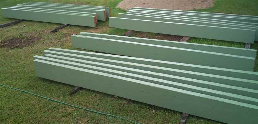 One coat of paint on sleepers for wicking bed
